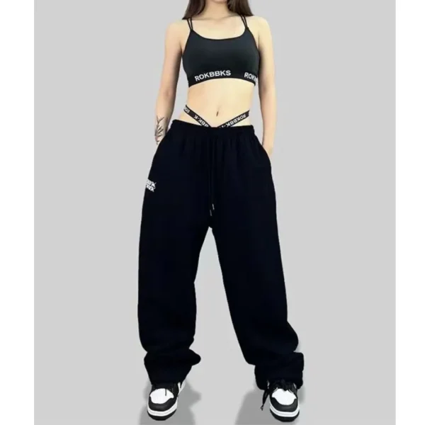 New Drawstring Design Sports Pants for Women Hip-hop High Waist Trendy Long Trousers Spring Summer All-match Women's Pants - Image 2