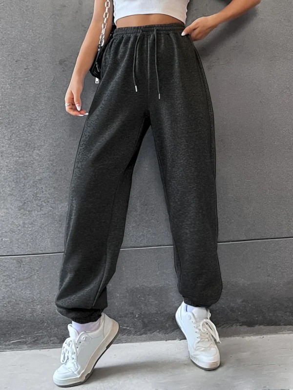 Solid Color Casual Sports Pants Drawstring Elastic Waist Running Jogging Sweatpants Women's Athleisure - Image 3