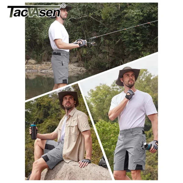 TACVASEN Quick Dry Cargo Shorts Mens Lightweight Work Cargo Shorts Multi Pockets Waterproof Outdoor Hiking Fishing Shorts Male - Image 5