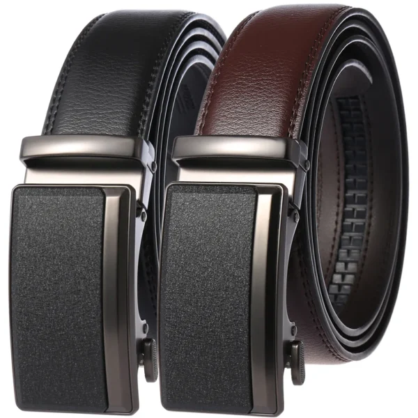 Men's Leather Belts Fashion Automatic Buckle Cowskin Male Belts Luxury Designer Black Brown 3.5cm