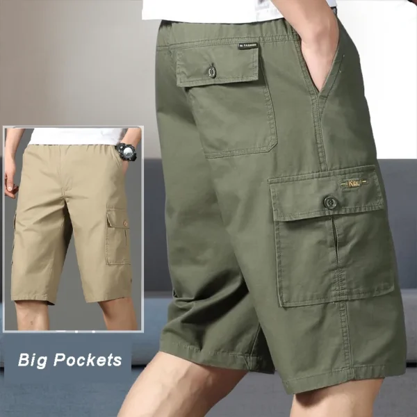 Mens Cargo Shorts Knee Pants Zipper Pocket Summer Cotton Shorts Climbing Jogger Elastic Waist Sports Wear - Image 6