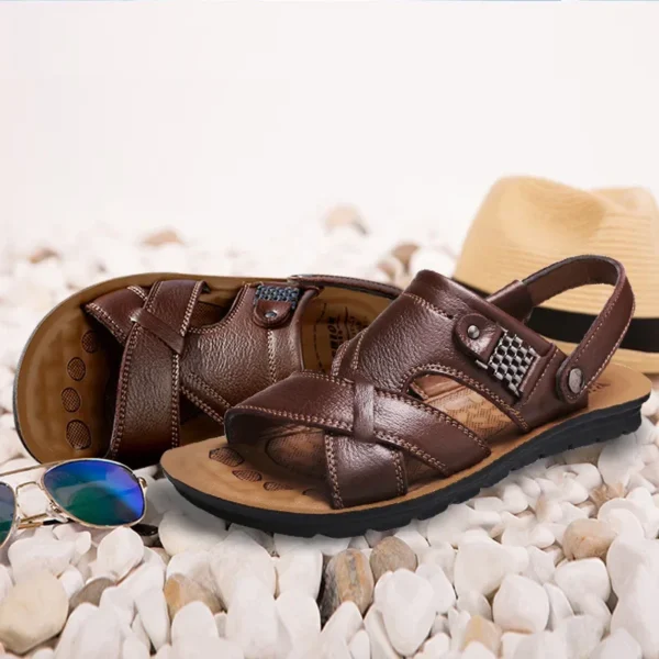 Big Size Men Leather Sandals Summer Classic Men Shoes Slippers Soft Sandals Men Roman Comfortable Outdoor Walking Footwear - Image 2